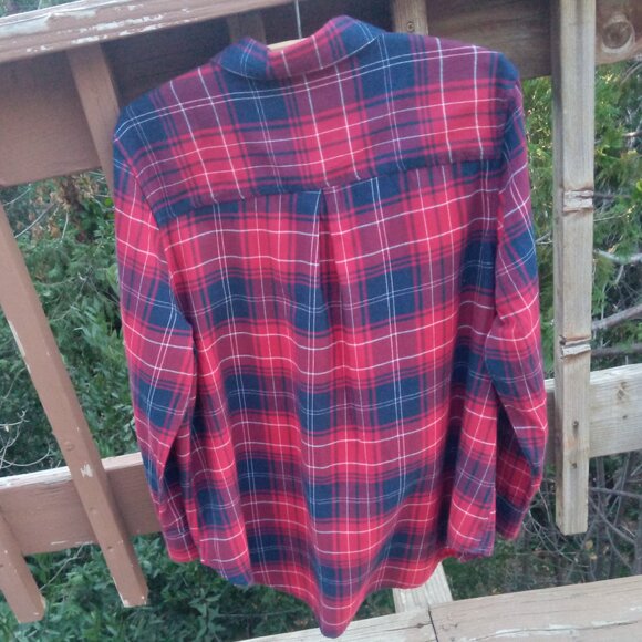 Terra & Sky plaid flannel shirt sz 0X 14W - Picture 5 of 10